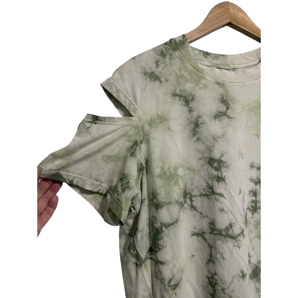 Lululemon Green Tie Dye Cut Out Shoulder Short Sleeve Tee Shirt Womens Size 8 - Picture 5 of 9